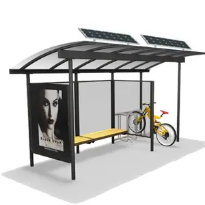 出售户外街道家具金属太阳能公共汽车候车亭
