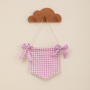 Bannière murale en toile à bords festonnés pour chambre de bébé, motif gingham, cadeau de <span class=keywords><strong>naissance</strong></span>, bannière de bienvenue personnalisée pour bébé - Product Image 5