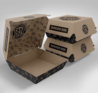 Boîte à emporter pour hamburgers en carton ondulé, écologique, compostable, résistante à l'huile, avec logo personnalisé, taille sur mesure, gaufrage