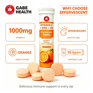 Tabletas Efervescentes de Vitamina C 100mg, Zinc y Vitamina D3 de Marca Privada OEM, Apoyo Inmunológico, Antioxidante, Sabor Naranja, 15 Unidades, Personalizables - Product Image 3