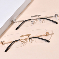Monturas de Gafas de Aleación Borregls para Hombre, Diseño Cuadrado Sin Montura, Gafas Ópticas de Diseñador, Modelo 2026, 150270