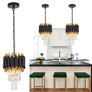 Lámpara colgante de hierro de estilo americano, sencilla, de lujo ligero y decorada con cristales, para comercio exterior, con un estilo industrial. - Product Image 5
