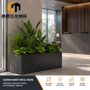 <span class=keywords><strong>Jardinière</strong></span> <span class=keywords><strong>rectangulaire</strong></span> d'extérieur en acier noir mat, pot de fleurs en métal sur mesure pour balcon et aménagement paysager commercial - Product Image 1