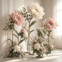 Y-036 Ensemble de fleurs artificielles géantes de luxe, vert sauge, rose blush, blanc, grandes décorations florales pour mariage, décor de toile de fond personnalisé pour événements