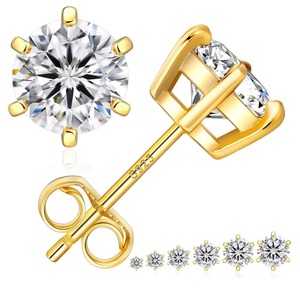 <span class=keywords><strong>Orecchini</strong></span> a lobo con diamante da laboratorio Moissanite da 0,5, 1, 2, 3 carati, certificato GRA VVS, placcati oro bianco 18K, in <span class=keywords><strong>argento</strong></span> sterling 925, da <span class=keywords><strong>uomo</strong></span> e da donna - Product Image 1