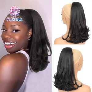 Extensions de queue de cheval synthétiques ondulées Yaki 2025 en gros, en fibre haute température, avec filet de maintien inversé - Product Image 6