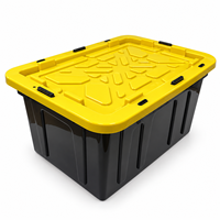 Boîte de rangement robuste 60L, boîte de rangement pour garage, organisateur de sous-sol, couvercle jaune