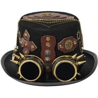 Meilleure vente à l'exportation : Chapeau haut-de-forme Steampunk avec rivets, lunettes gothiques, chapeau vintage artisanal, coiffe en feutre unisexe
