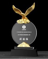 Trophée en cristal d'aigle doré personnalisé, nouveau design, sublimation créative, honneur du cristal