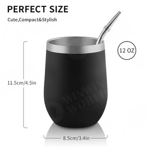 Taza de Erba <span class=keywords><strong>Mate</strong></span> de doble pared de acero inoxidable, tazas de <span class=keywords><strong>Mate</strong></span> negra con paja - Product Image 5
