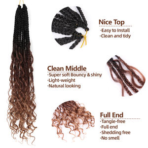 Extensiones <span class=keywords><strong>de</strong></span> Cabello Sintético Ombre Pre-Enlazadas al por Mayor, <span class=keywords><strong>de</strong></span> 14, 18 y 24 Pulgadas, Estilo Bob Despeinado, Trenzas Bohemias con Cabello Rizado para Crochet, Trenzas Box Braids Estilo <span class=keywords><strong>River</strong></span> Boho - Product Image 3