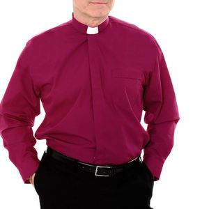Fábrica OEM algodón largo liso logotipo personalizado clero vestido oculto tapeta <span class=keywords><strong>Tab</strong></span> <span class=keywords><strong>Collar</strong></span> hombres clero camisas para sacerdotes Iglesia desgaste - Product Image 5