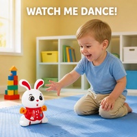 Jouet Lapin Dansant Électrique, Lapin Acrobate Rotatif à 360° avec Musique et Lumière LED, Jouet Sensoriel Interactif pour Enfants, Cadeau Viral