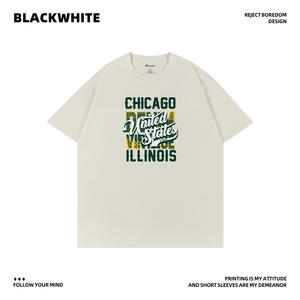 Camiseta Unisex Negra y Blanca de Manga Corta, Talla L, con Estampado en Caliente con Tinta Blanca, Transpirable, para Uso Diario - Product Image 3