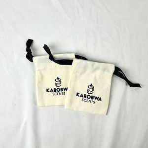 Sac à cordon personnalisé en coton biologique biodégradable à prix promotionnel pour l'emballage de cosmétiques avec logo de marque personnalisé en estampage à chaud - Product Image 6