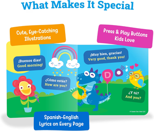 Libro Sonoro Bilingüe de Fábrica OEM, Excelente Regalo de <span class=keywords><strong>Cumpleaños</strong></span> Bilingüe, 6 <span class=keywords><strong>Canciones</strong></span> con Orador Nativo que Enseña el Español, el Abecedario, Números y Colores - Product Image 1
