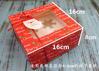 Copo de nieve Navidad 4 agujeros Cupcake Cup Cajas Navidad Bento Cake y Cupcake Box con ventana