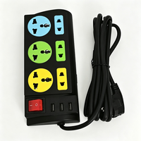 Pabrik Anjehold Grosir Stop Kontak Hitam 6 Outlet 3 USB Pengisi Daya Desktop Multi Plug Soket Ekstensi Warna-warni untuk Kantor