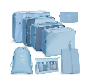 Cubi di imballaggio personalizzati portatili con ricamo completo impermeabile 4 5 6 7 8 pezzi set cubi di imballaggio per bagagli da viaggio in valigia