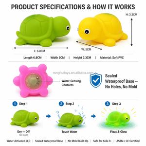 Juguete Cápsula Sorpresa: <span class=keywords><strong>Tortuga</strong></span> Flotante Luminosa <span class=keywords><strong>de</strong></span> PVC con Sensor <span class=keywords><strong>de</strong></span> <span class=keywords><strong>Agua</strong></span> y LED para Máquinas Expendedoras y Cajas Sorpresa - Product Image 3