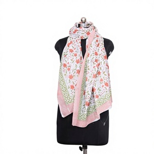 Paréo en coton imprimé floral uni, long, en voile de satin respirant, châle décontracté, foulard hijab doux, idéal pour la plage estivale, cadeau - Product Image 1