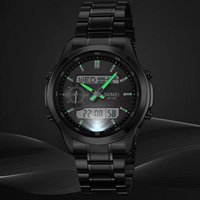 Montre numérique de luxe pour homme SKMEI 2284, sport, résistante à l'eau 3ATM, lumineuse, alarme, chronomètre, chronographe, acier inoxydable