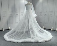 Robe de Nuit en Tulle Moelleuse Nouveauté Longue de Luxe en Maille Sexy à Volants Blanche Fantaisie pour Mariée