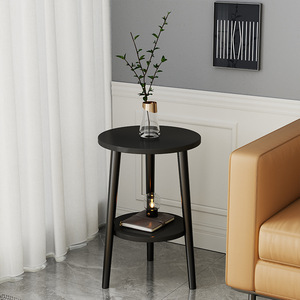 Round Coffee <b>Table</b> White And <b>Black</b> Double Layer Living Room <b>Sofa</b> Side <b>Table</b> Minimalist Home Furniture - Product Image 3
