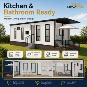 บ้านสำเร็จรูปสมัยใหม่ NEWGEN DEVELOPMENT แบบโมดูลาร์ ผนังแซนด์วิช รูปทรงสี่เหลี่ยมผืนผ้า โครงสีขาวดำ ติดตั้งง่าย บ้านวิลล่าสำเร็จรูป - Product Image 4