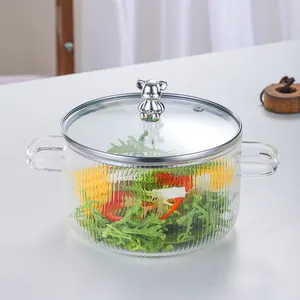High Quality Cold And Heat Resistant Transparent Glass Pot Set For Cooking