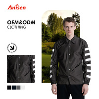 Veste de coach pour homme tendance, fine, logo personnalisé sur le devant, coupe-vent uni noir, grande taille