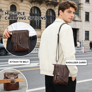 MARRANT Borsa da Uomo in Vera Pelle con Motivo Coccodrillo, Marsupio con Cintura, Borsa a Tracolla in Pelle per Uomo - Product Image 3