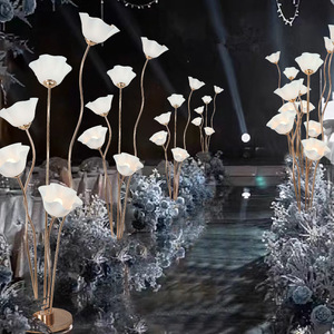 Lámpara de pie LANJO con forma de flor de amapola luminosa blanca, luz guía para bodas, decoración de escenarios, lámpara de piso con pétalos. - Product Image 1