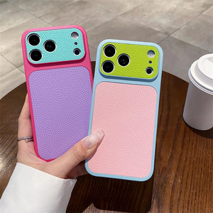 Funda de Lujo para Teléfono con Textura de Piel de Lichi en Colores de Moda, Acabado Mate, para iPhone 17 <span class=keywords><strong>Pro</strong></span> Max 11 12 13 14 15 16, Funda Protectora Trasera - Product Image 2