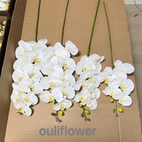 Orchidée Artificielle Blanche U-3395 pour Décoration de Mariage et Maison, Fleur Réaliste en Latex à 9 Têtes, Impression 3D, Toucher Réel, Vente en Gros