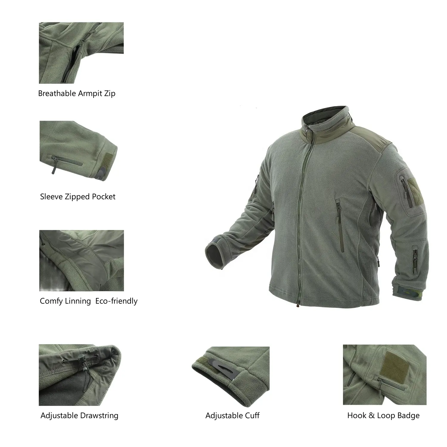 Veste cargo en polaire Manteau Anorak tactique Safari multi-poches chaud