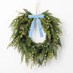 Penjualan Langsung Pabrik 24pcs Pita Beludru Biru Muda Hiasan Pohon Natal Klasik Tradisional Dekorasi Karangan Bunga Garland - Product Image 4