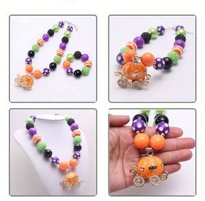 Citrouille chariot pendentifs collier Halloween bijoux pour bébé filles enfant grosses perles collier Festival cadeaux - Product Image 6