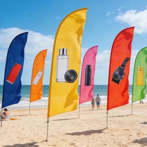 Banderas de Playa con Plumas Personalizadas YF Wholesale, Banderas de Playa Ondulantes para Publicidad Exterior, Marketing de Playa - Product Image 1