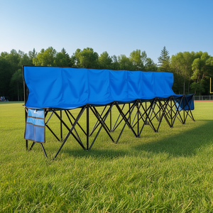 Banco plegable portátil de 8 asientos con respaldo, muebles azules para eventos al aire libre, para fútbol, ​​béisbol, camping, plegable, ligero - Product Image 2