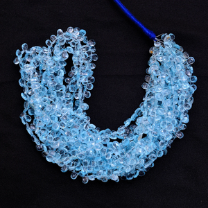 Perles de topaze bleu ciel AAA+ 7x5mm, forme poire, briolette, topaze naturelle fine, facettée, pierre semi-précieuse, perles en vrac pour la fabrication de bijoux - Product Image 2