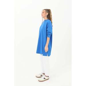 Blusa tipo túnica básica para mujer Soul, blusa cómoda y elegante de manga larga en azul saxofón, modelo 30726TUN para uso diario - Product Image 2