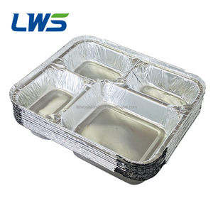 LWS <strong>Aluminum</strong> 4-<strong>Compartment</strong> <strong>Compartment</strong> <strong>Aluminum</strong> <strong>Foil</strong> Container Wholesale Airline Catering <strong>Foil</strong> <strong>Tray</strong> 4 <strong>Compartment</strong> - Product Image 2