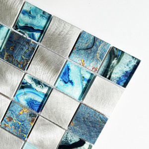 AGSQR104810 Azulejos de mosaico de lujo Zafiro Cuadrado Vidrio Metal Cristal Mosaico Moldes Hogar Villa Baño Backsplash Decoración - Product Image 4