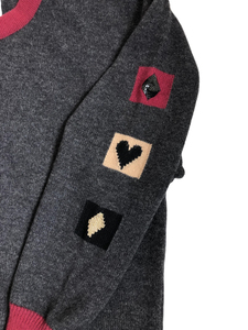 Producto <span class=keywords><strong>de</strong></span> servicio OEM personalizado nuevo gris <span class=keywords><strong>Vintage</strong></span> Street Wear Arty Cardigan <span class=keywords><strong>mujer</strong></span> estilo <span class=keywords><strong>Vintage</strong></span> 80s lana cárdigan suéter - Product Image 3