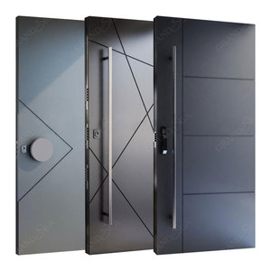 Puertas de Entrada Pivotantes Modernas de Acero Inoxidable, Puertas de Seguridad de Entrada para Villas de Lujo, Puertas Exteriores Frontales de Aluminio Metálico Residenciales - Product Image 4