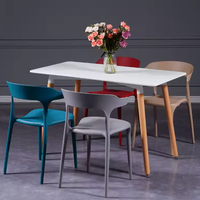 Chaise de salle à manger décontractée en plastique PP avec dossier, style nordique, pour café et salon de thé, modèle 'Cow Horn'