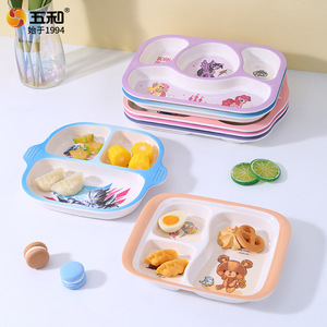 Wuhe Children's Divided Plates Cartoon Design Food Grade Melamine Oval Shape For Kids Dining - Product Image 2