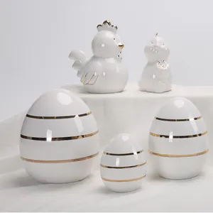 Decorazione da tavolo primaverile per pasqua in ceramica graziosi ornamenti di statuette di animali pasqua