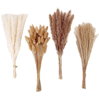 Rangkaian Bunga Kering Plastik Daun Pampas Beige Tahan Air Gaya Bohemian untuk Paskah, Halloween, Pernikahan, Natal, Thanksgiving, Dekorasi Rumah